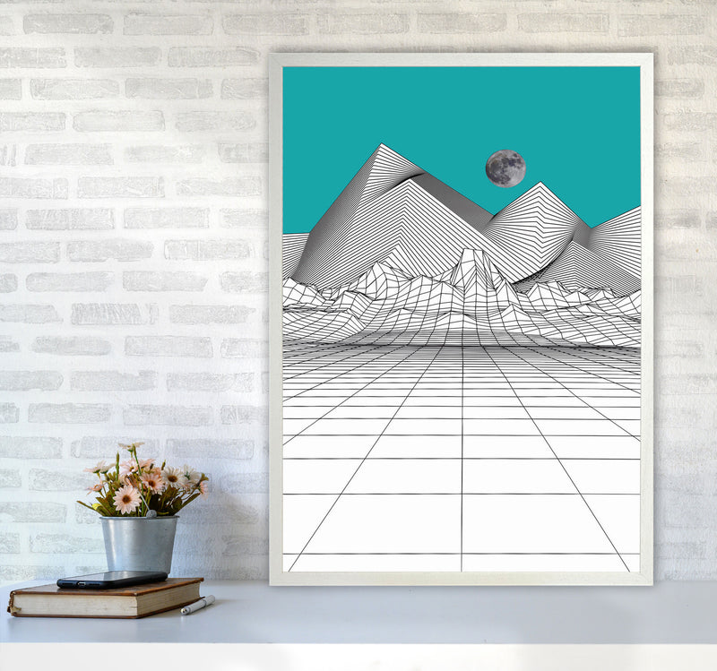 White Moon Rise Art Print by Jason Stanley A1 Oak Frame