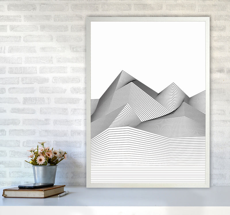 Line Mountains Art Print by Jason Stanley A1 Oak Frame
