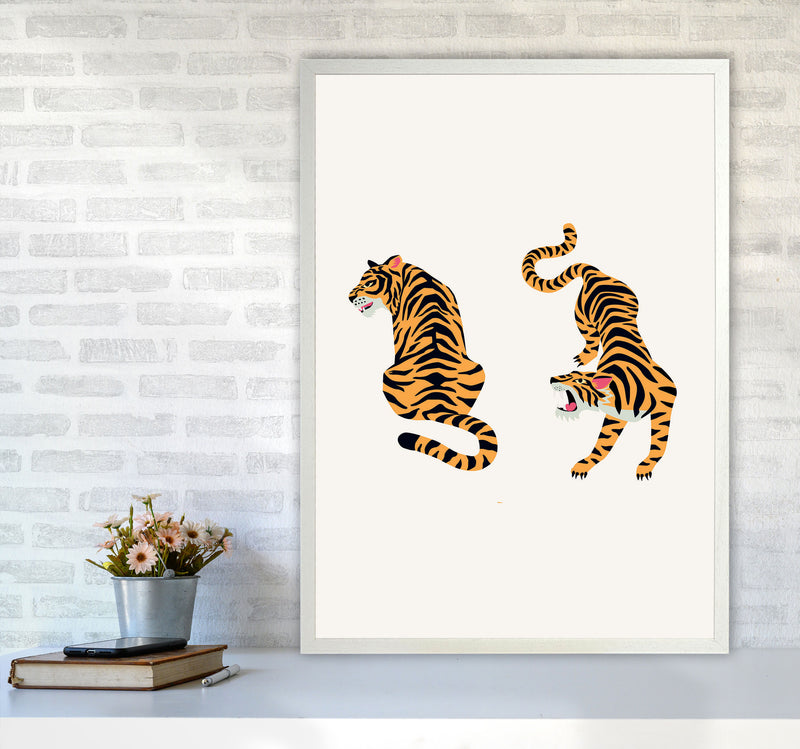 The Two Tigers Art Print by Jason Stanley A1 Oak Frame