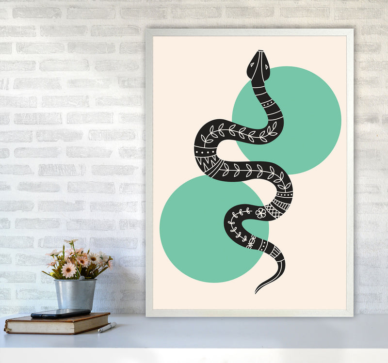 Abstract Snake Art Print by Jason Stanley A1 Oak Frame