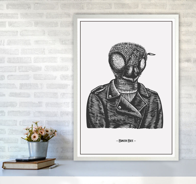 The Biker Bee Art Print by Jason Stanley A1 Oak Frame