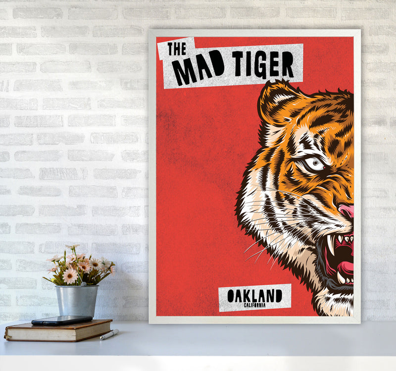 The Mad Tiger Art Print by Jason Stanley A1 Oak Frame