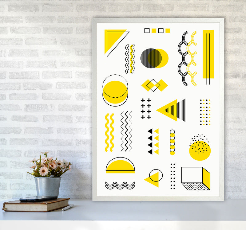 Yellow Shapes Art Print by Jason Stanley A1 Oak Frame