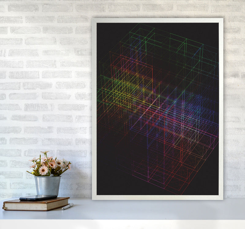 Laser Cube Art Print by Jason Stanley A1 Oak Frame