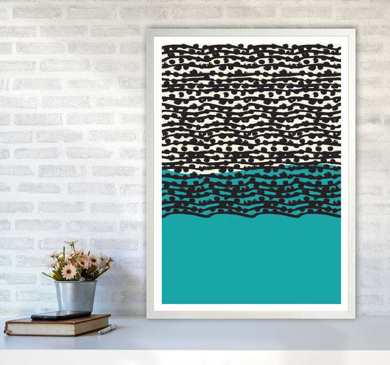 Blue Vibe Art Print by Jason Stanley A1 Oak Frame