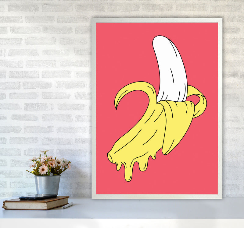 Melting Pink Banana Art Print by Jason Stanley A1 Oak Frame