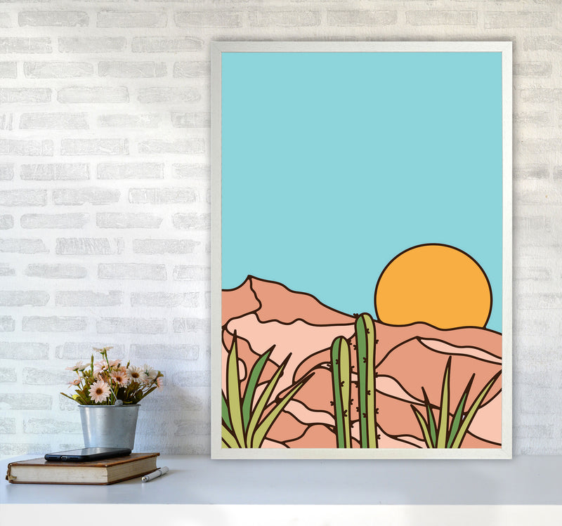 Minimal Desert Sunset Art Print by Jason Stanley A1 Oak Frame