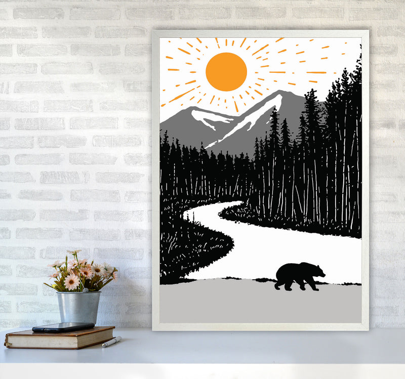 Bear By The River Art Print by Jason Stanley A1 Oak Frame