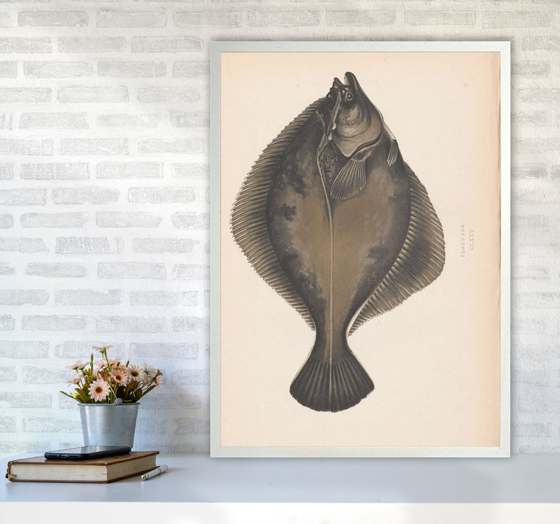Vintage Flounder Art Print by Jason Stanley A1 Oak Frame