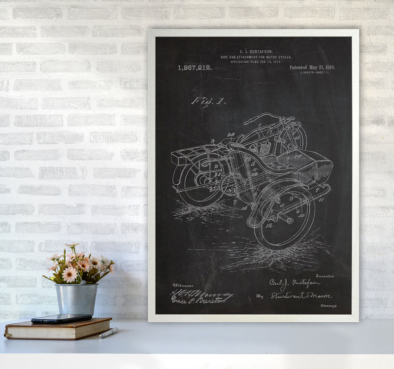 Motorcycle With Side Cart Patent Art Print by Jason Stanley A1 Oak Frame