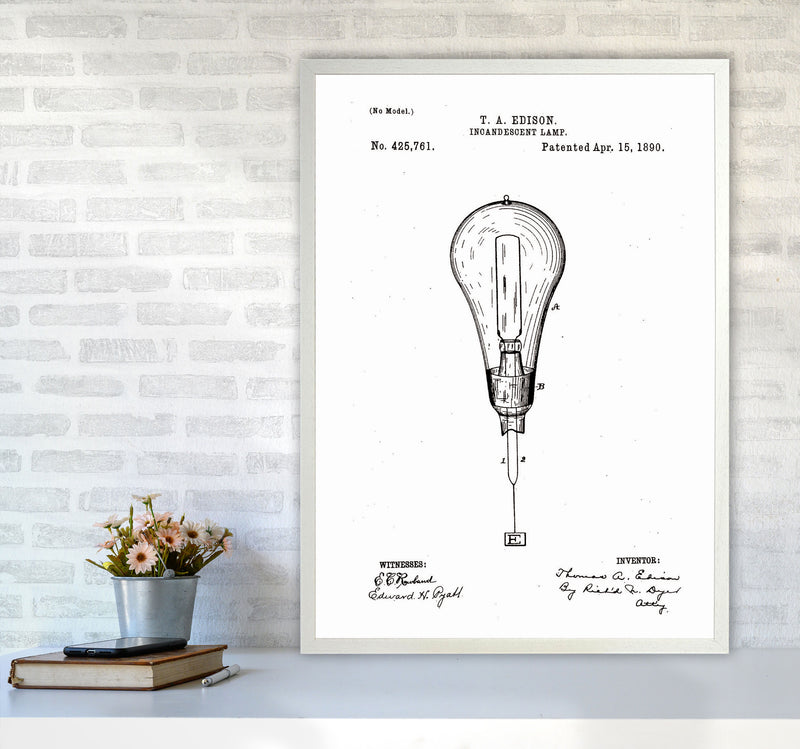 Incandescent Light Bulb Patent Art Print by Jason Stanley A1 Oak Frame