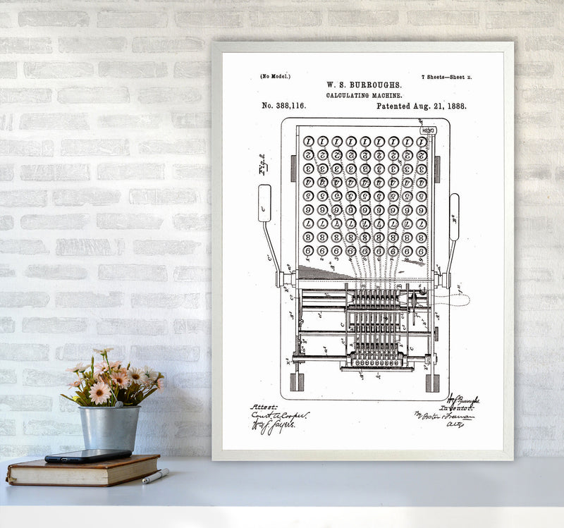 Calculating Machine Patent 2 Art Print by Jason Stanley A1 Oak Frame