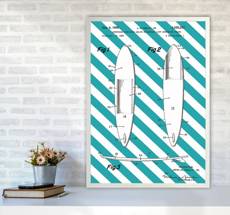 Surfboard Patent Side Stripe Art Print by Jason Stanley A1 Oak Frame