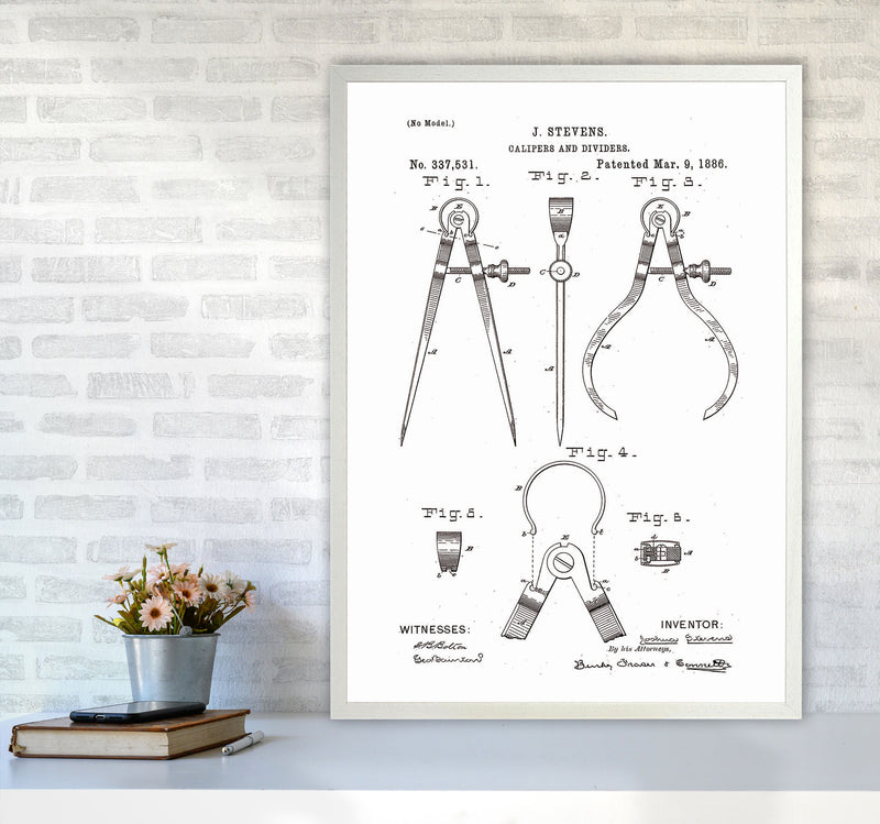 Calipers And Dividers Patent Art Print by Jason Stanley A1 Oak Frame