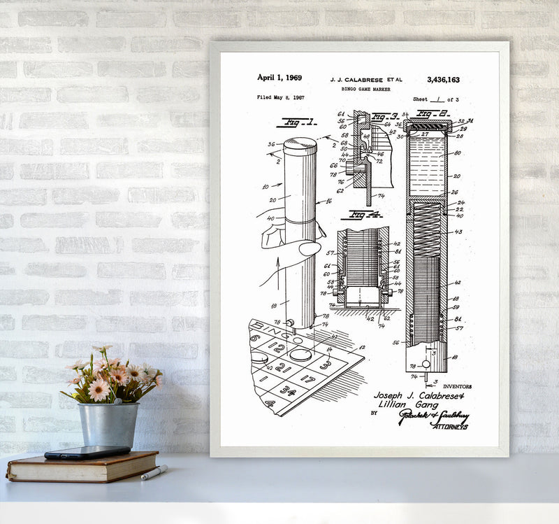 Bingo Game Marker Patent Art Print by Jason Stanley A1 Oak Frame