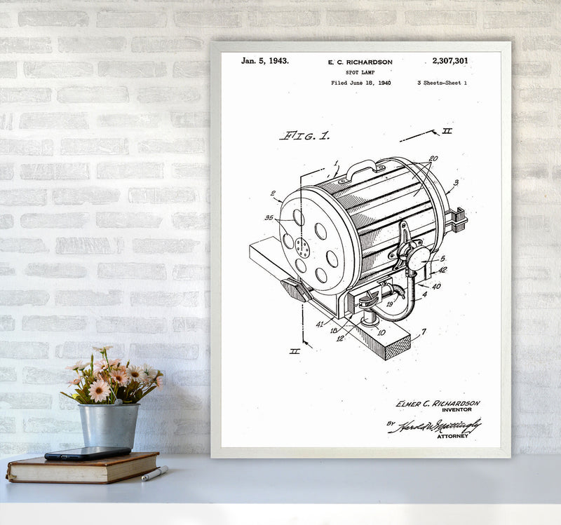 Cinema Spot Light Patent Art Print by Jason Stanley A1 Oak Frame