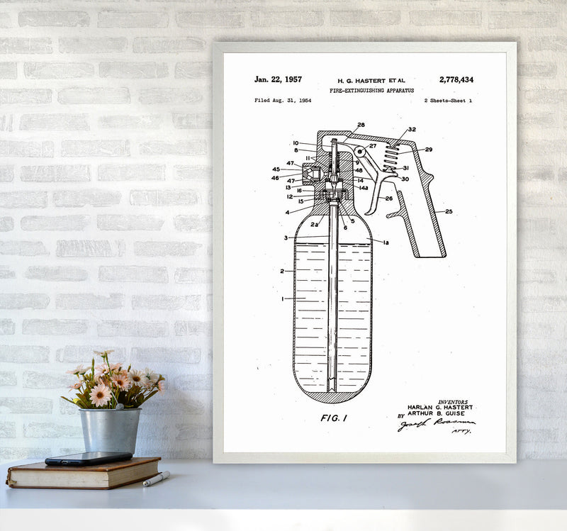 Fire Extinguisher Patent Art Print by Jason Stanley A1 Oak Frame