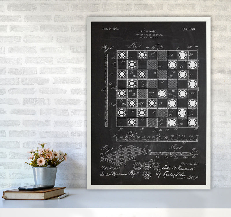 Chess And Checkers Patent Art Print by Jason Stanley A1 Oak Frame