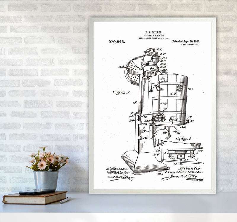 Ice Cream Machine Patent Art Print by Jason Stanley A1 Oak Frame