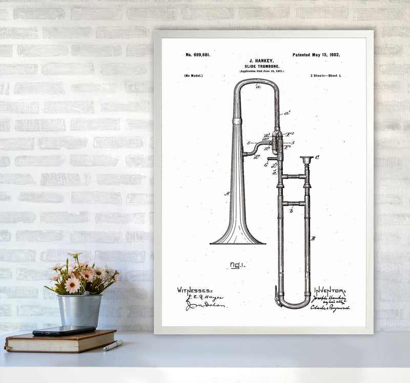 Slide Trombone Patent Art Print by Jason Stanley A1 Oak Frame