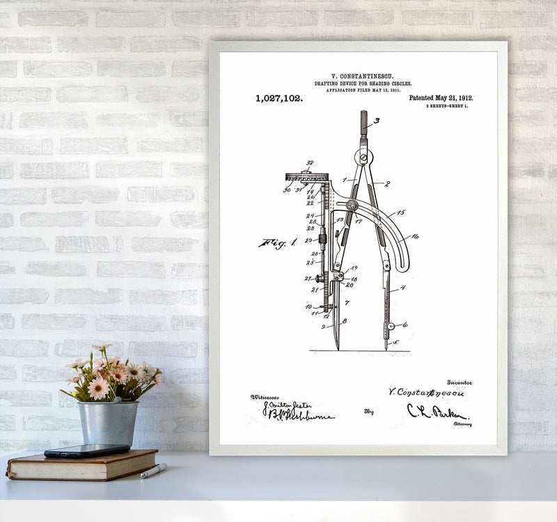 Drafting Device Patent Art Print by Jason Stanley A1 Oak Frame
