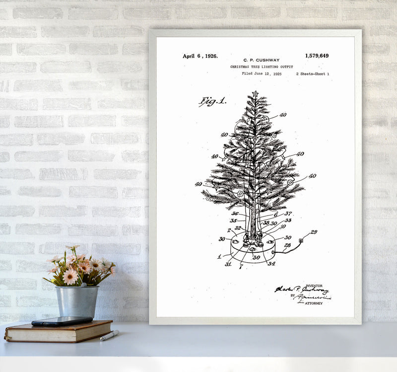Christmas Tree Patent Art Print by Jason Stanley A1 Oak Frame
