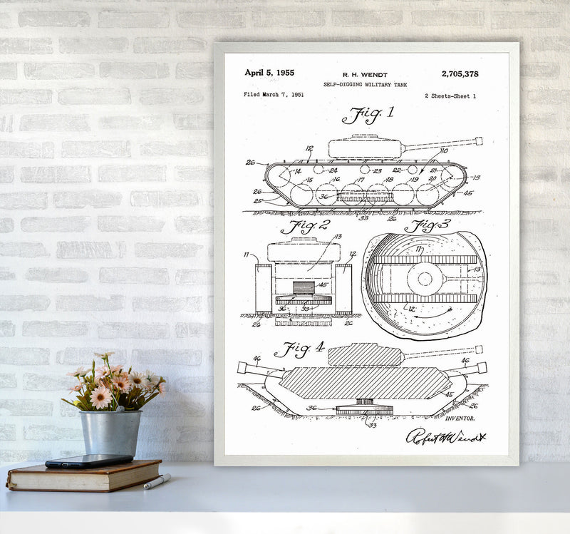 Military Tank Patent Art Print by Jason Stanley A1 Oak Frame