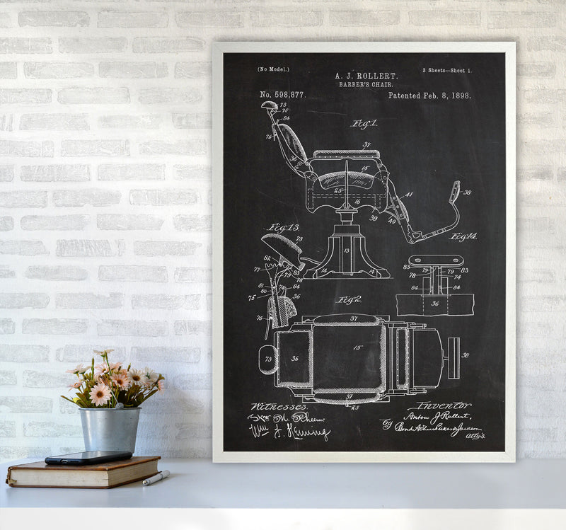 Barber's Chair Patent Art Print by Jason Stanley A1 Oak Frame