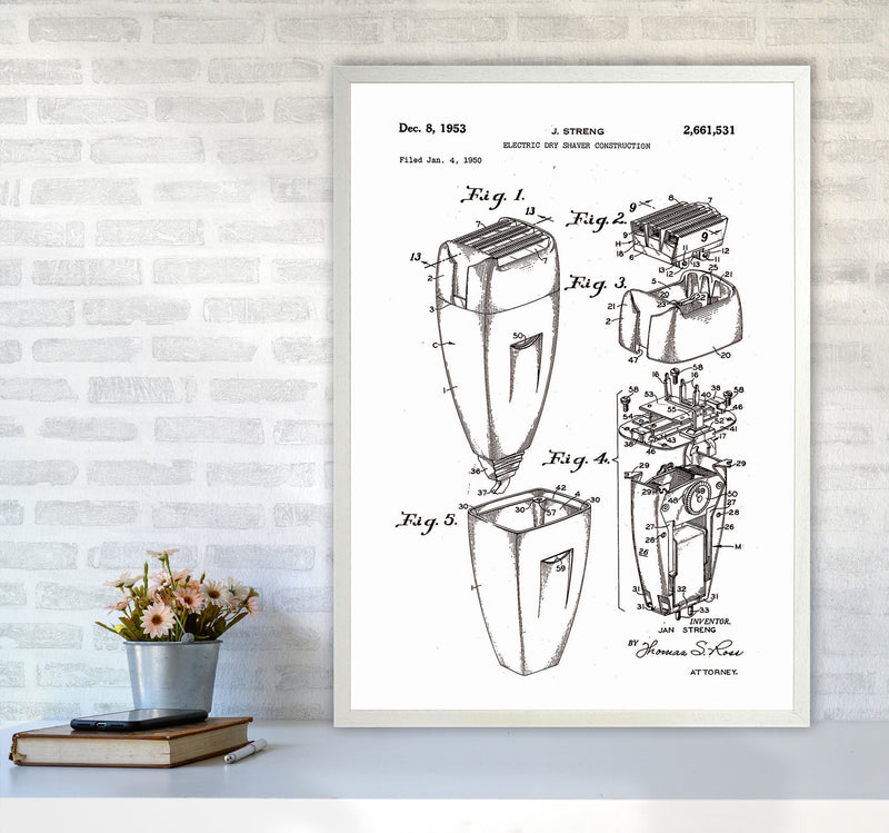 Electric Razor Patent Art Print by Jason Stanley A1 Oak Frame