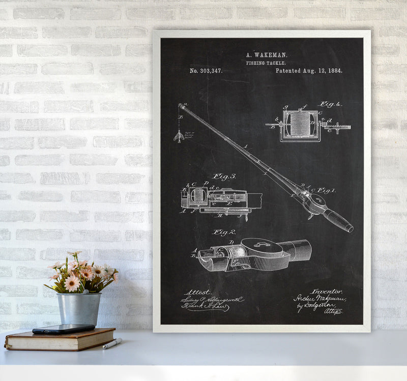 Fishing Rod Patent Art Print by Jason Stanley A1 Oak Frame