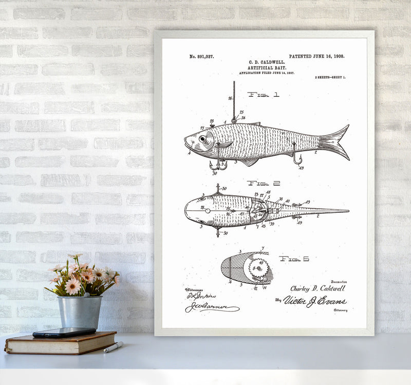 Fishing Lure Patent Art Print by Jason Stanley A1 Oak Frame