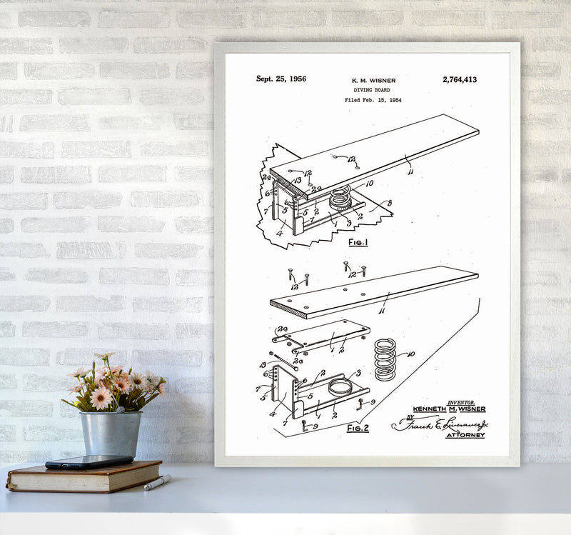 Diving Board Patent Art Print by Jason Stanley A1 Oak Frame