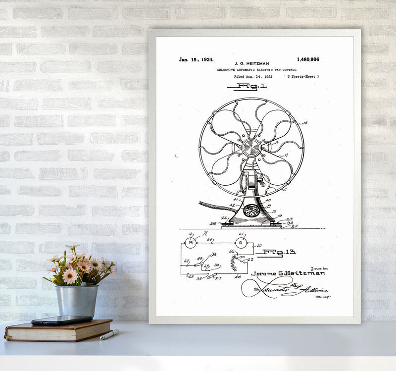 Electric Fan Patent Art Print by Jason Stanley A1 Oak Frame
