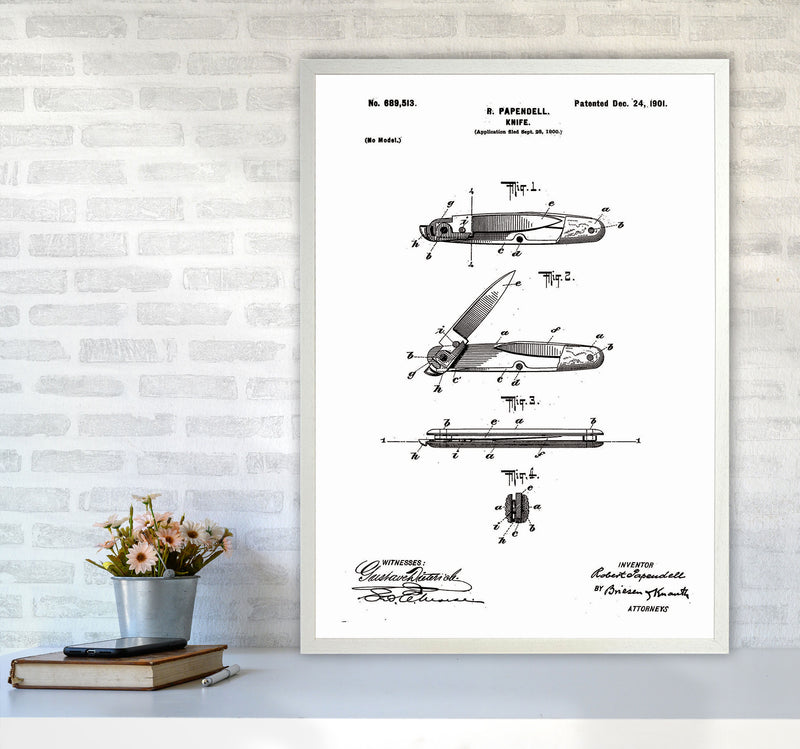 Pocket Knife Patent Art Print by Jason Stanley A1 Oak Frame