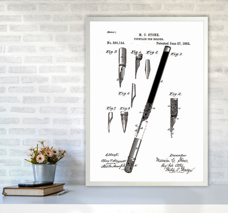 Fountain Pen Patent Art Print by Jason Stanley A1 Oak Frame