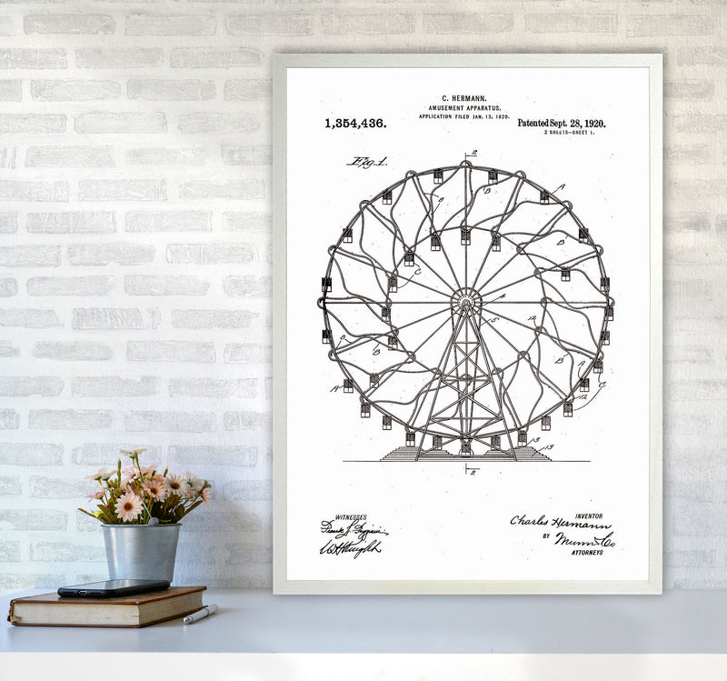 Ferris Wheel Patent Art Print by Jason Stanley A1 Oak Frame