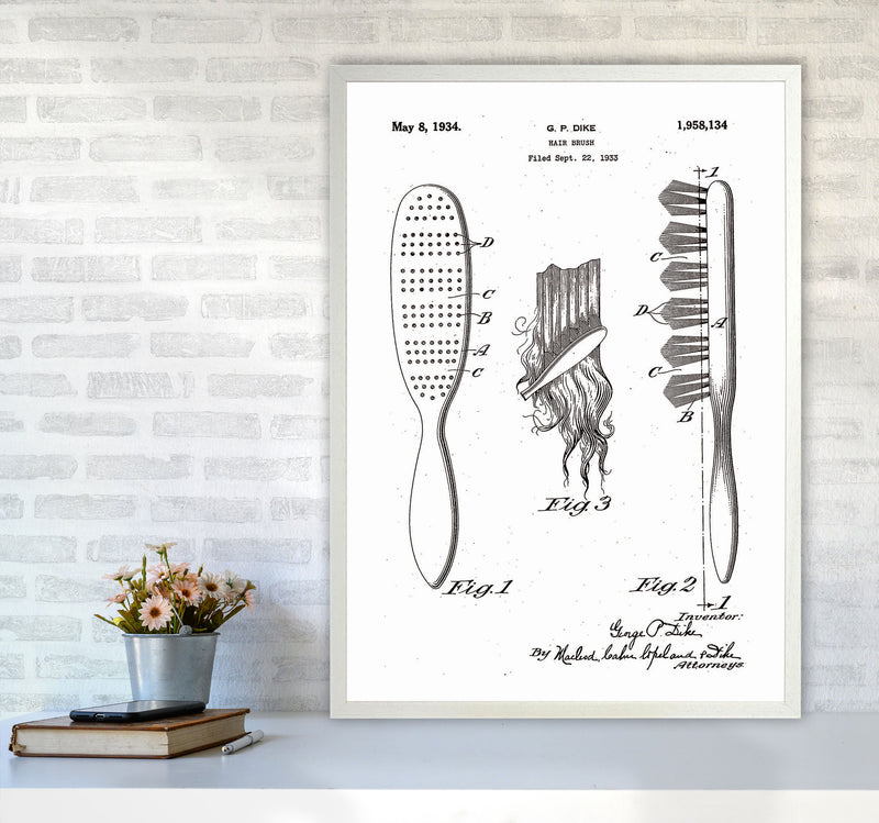 Hair Brush Patent Art Print by Jason Stanley A1 Oak Frame