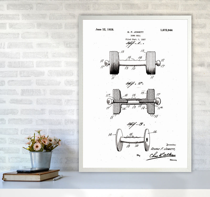 Dumb Bell Patent Art Print by Jason Stanley A1 Oak Frame