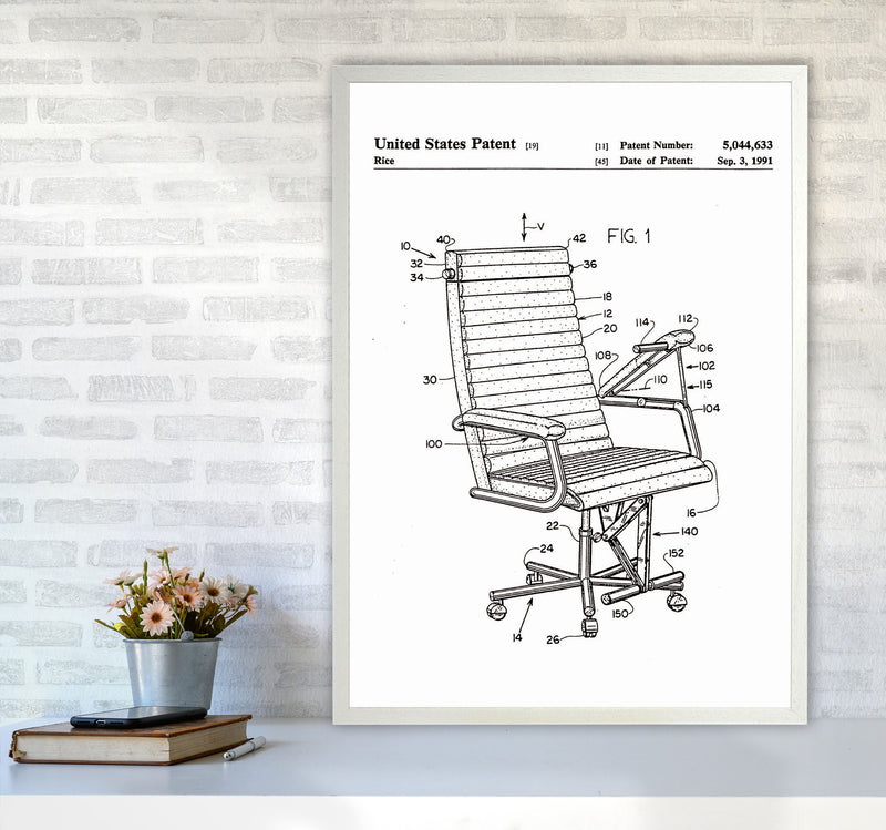 Desk Chair Patent Art Print by Jason Stanley A1 Oak Frame