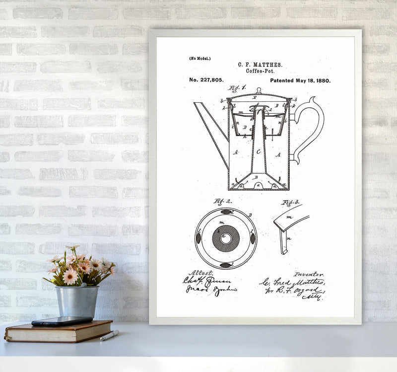 Coffee Pot Patent Art Print by Jason Stanley A1 Oak Frame