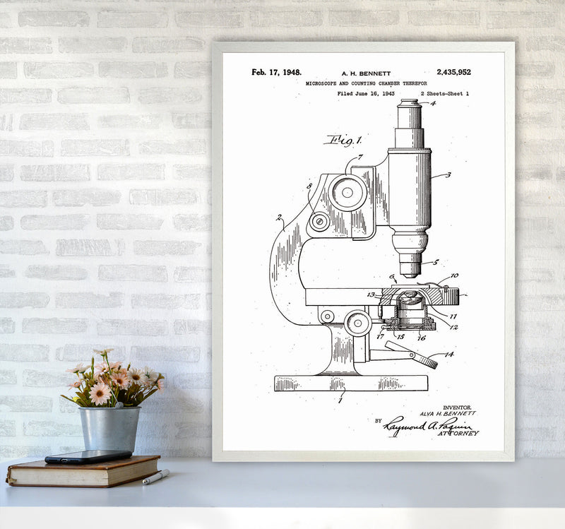 Microscope Patent Art Print by Jason Stanley A1 Oak Frame