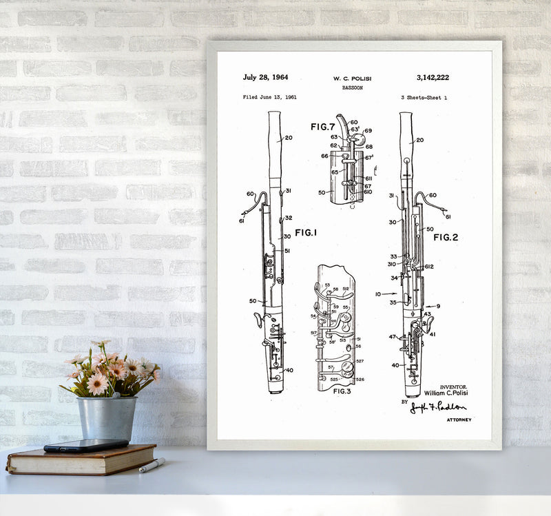 Bassoon Patent Art Print by Jason Stanley A1 Oak Frame