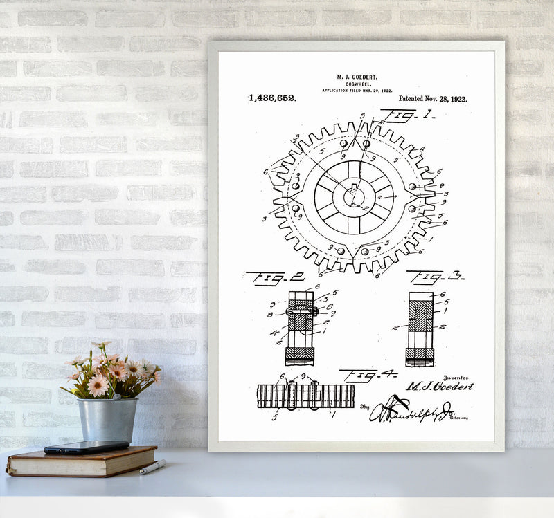 Cogwheel Patent Art Print by Jason Stanley A1 Oak Frame