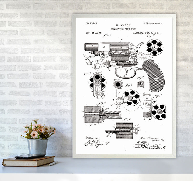 Hand Gun Patent Art Print by Jason Stanley A1 Oak Frame