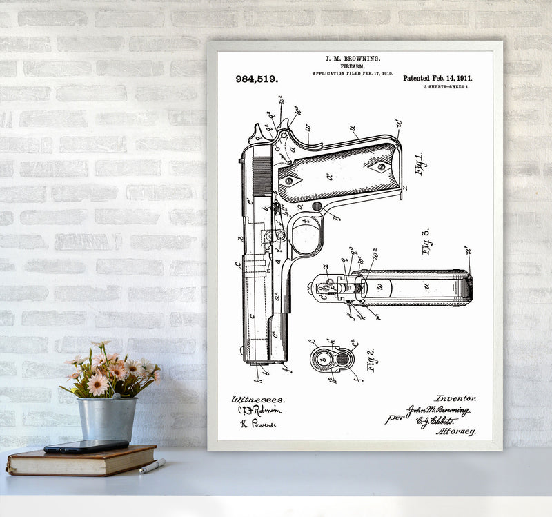 Gun Patent Art Print by Jason Stanley A1 Oak Frame
