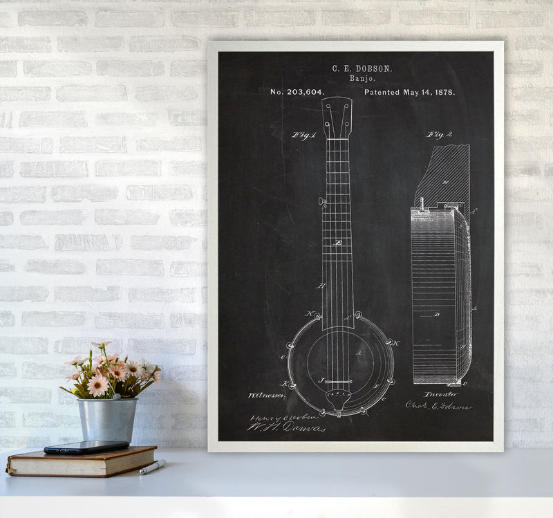 Banjo Patent Art Print by Jason Stanley A1 Oak Frame