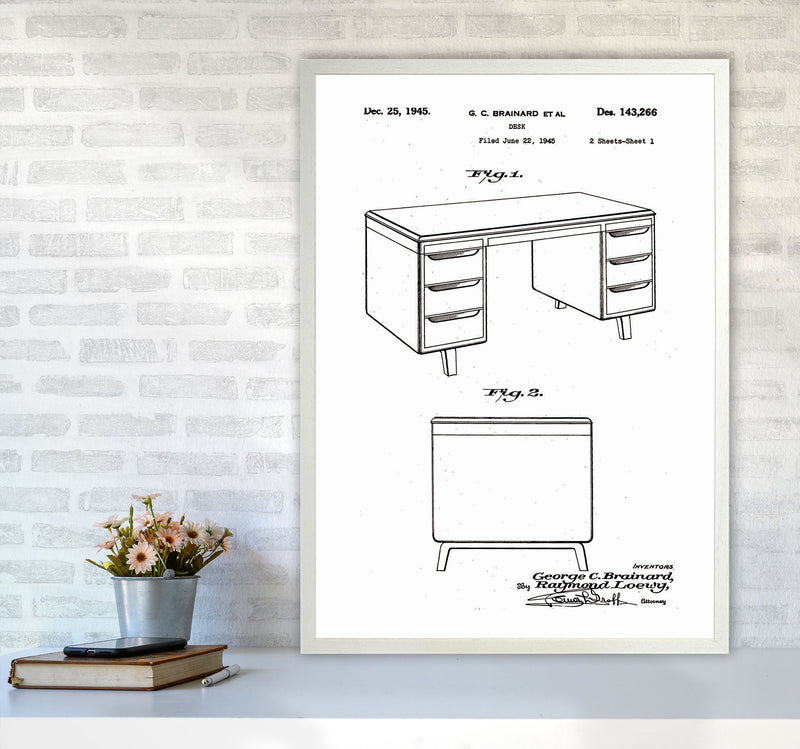 Desk Patent Art Print by Jason Stanley A1 Oak Frame
