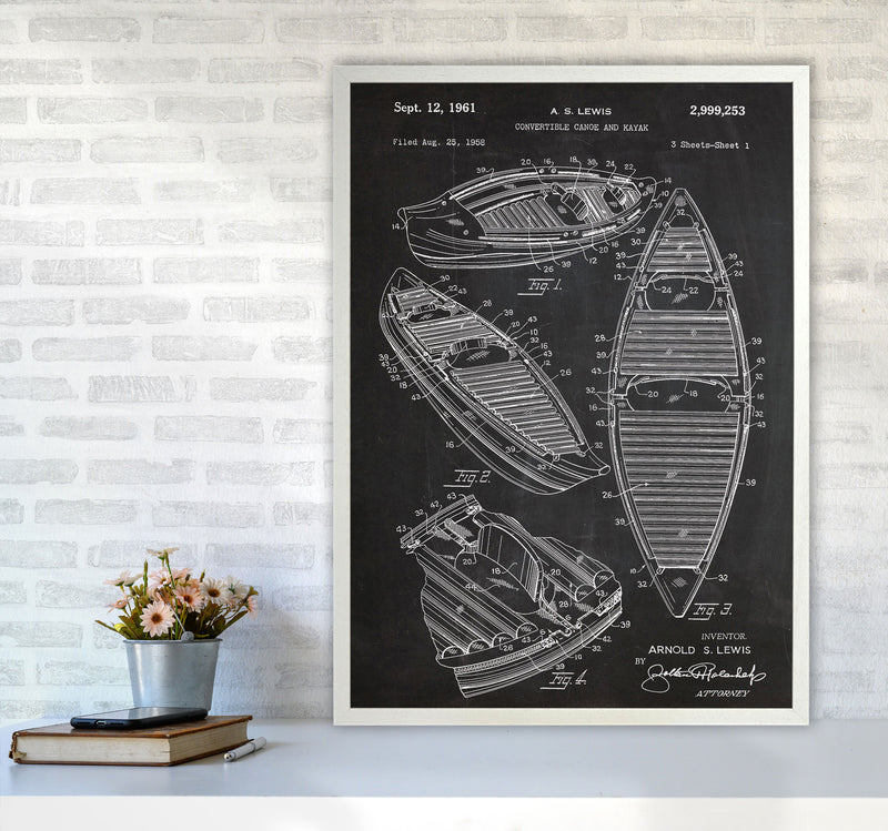 Canoe Patent Art Print by Jason Stanley A1 Oak Frame
