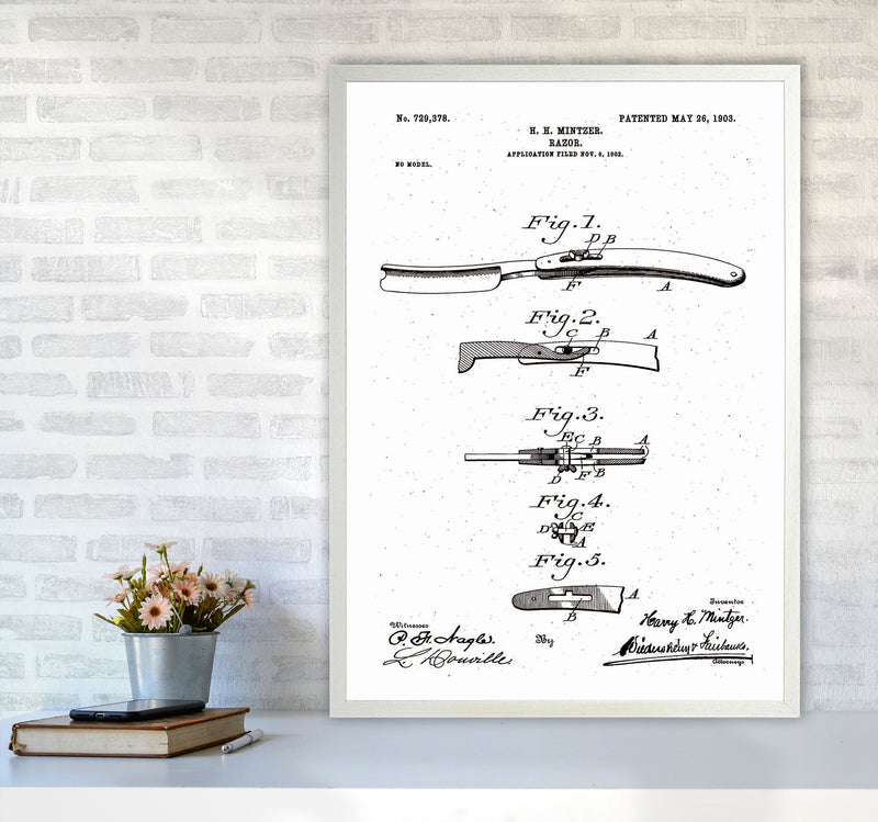 Razor Patent Art Print by Jason Stanley A1 Oak Frame
