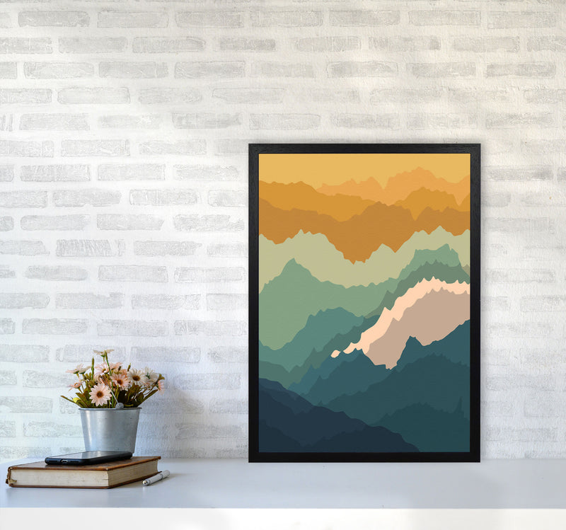 Japanese Mountain Topography Art Print by Jason Stanley A2 White Frame